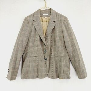 Dressbarn Women's Grey Plaid Notched Lapel Suit Blazer P4769